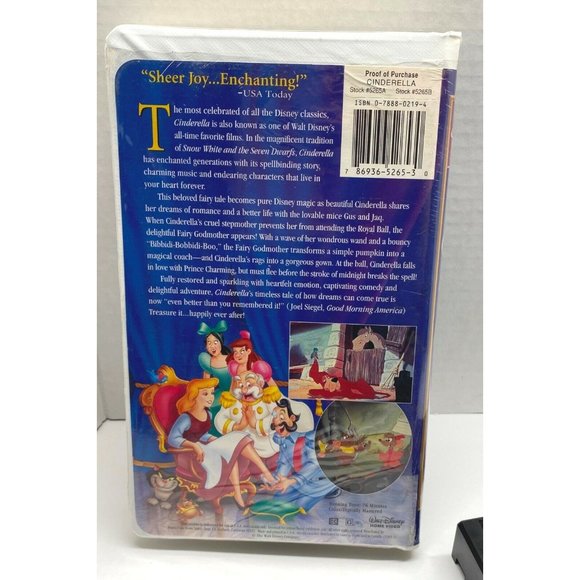 Cinderella VHS Walt Disney Masterpieces Collection 1995 Clamshell Case - Picture 3 of 6